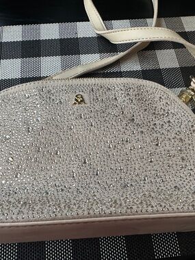Steve Madden Crystal-Embellished Cream Crossbody